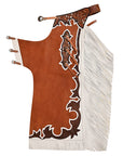 HILASON Pro Rodeo Bull Riding Chaps Genuine Leather Brown