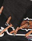 HILASON Pro Rodeo Bull Riding Chaps Genuine Leather Black