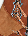 HILASON Pro Rodeo Bull Riding Chaps Genuine Leather Brown