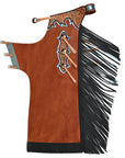 HILASON Pro Rodeo Bull Riding Chaps Genuine Leather Brown
