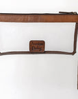 American Darling Western Hand Tooled Carved Genuine Leather Clear Bag Women Bag Handbag Purse