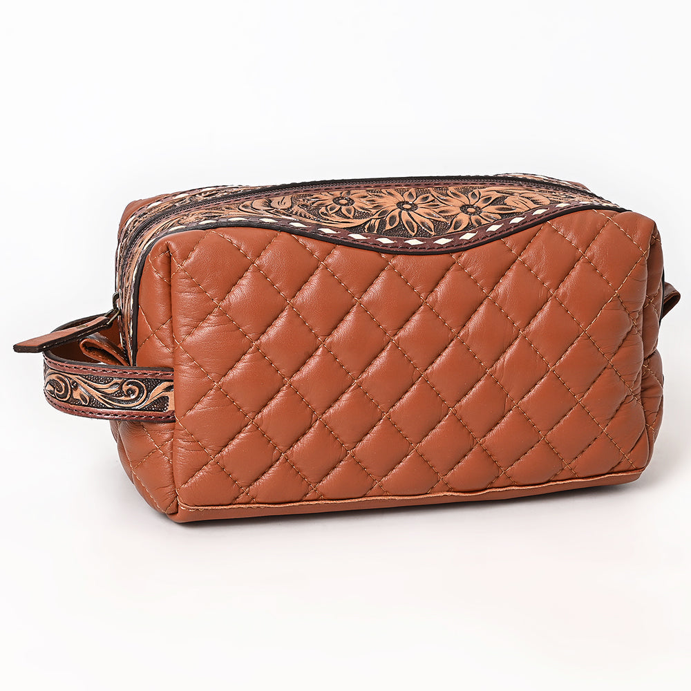 American Darling Toiletry Hand Tooled Genuine Western Leather Women Bag