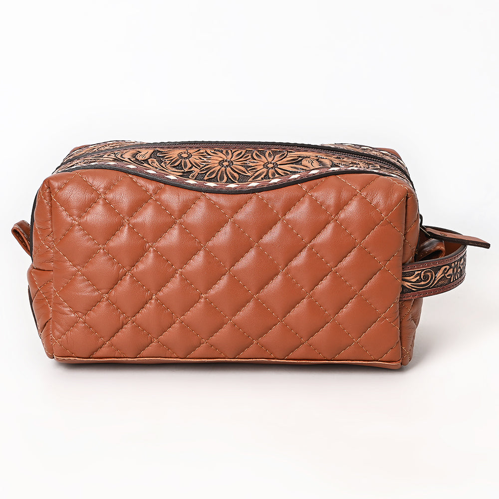 American Darling Toiletry Hand Tooled Genuine Western Leather Women Bag