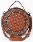 ADBG1684 Canteen Hand Tooled Genuine Western Leather Women Bag