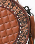 ADBG1684 Canteen Hand Tooled Genuine Western Leather Women Bag