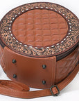 ADBG1684 Canteen Hand Tooled Genuine Western Leather Women Bag