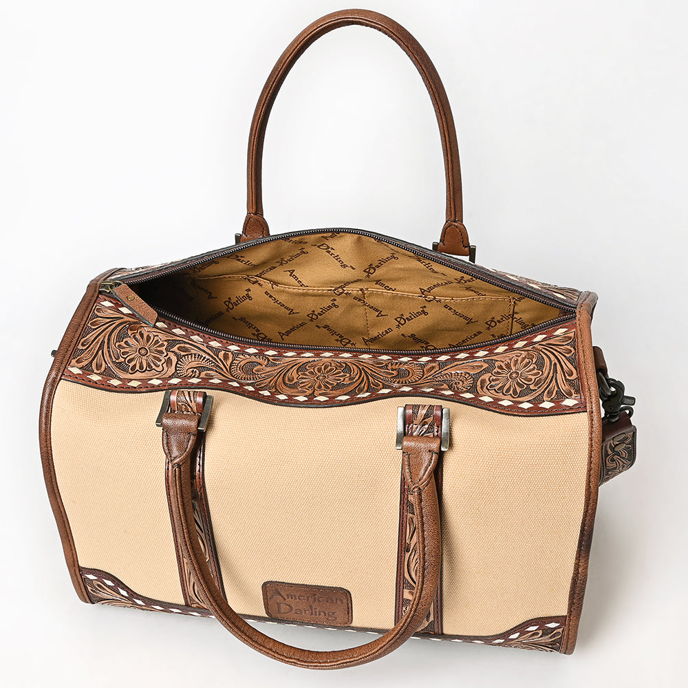 American Darling Duffel Hand Tooled Saddle Blanket Genuine Leather Women Bag Western Handbag Purse