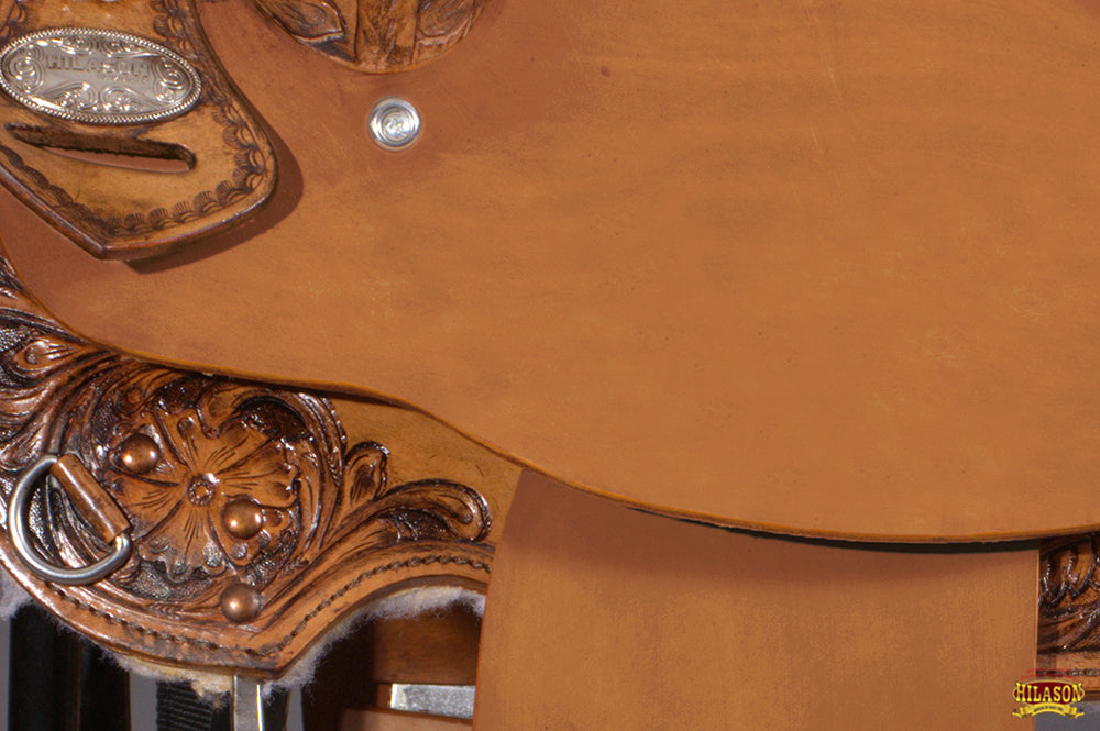 Hilason Western Horse Barrel Flex Tree Trail American Leather Saddle Brown Gorgeous Floral Hand Tooled &amp; Carved