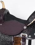 Hilason Flex Tree Western Horse Saddle American Leather Trail Barrel Dark Brown With  Floral Hand Carved