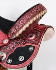 Hilason Flex Tree Western Horse Saddle American Leather Trail Barrel Antique Mahogany With  Floral Hand Carved