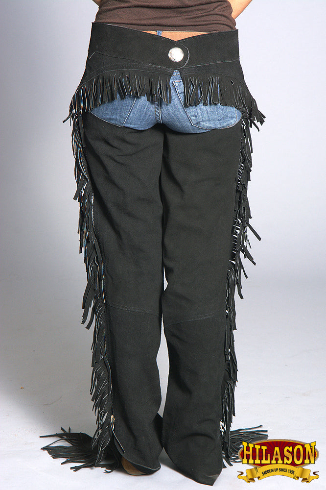 Black Hilason Suede Full Grain Leather Shotgun Work Chaps