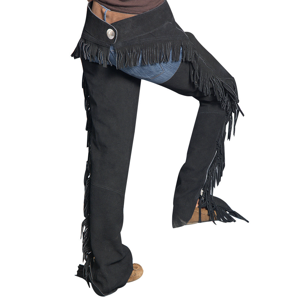 Black Hilason Suede Full Grain Leather Shotgun Work Chaps