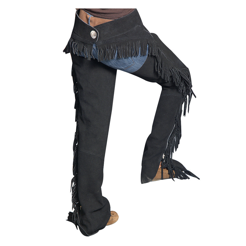 Black Hilason Suede Full Grain Leather Shotgun Work Chaps