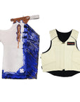 HILASON Western Horse Bull Riding Safety Leather Protective Vest & Rodeo Chaps Combo