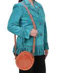 American Darling Canteen Genuine Suede Leather women bag western handbag purse