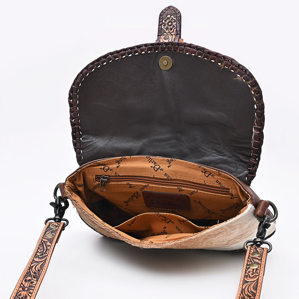 American Darling Crossbody Beautifully hand tooled Hair On Genuine Leather women handbag