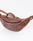 American Darling Women's Fanny Pack Western Hand Tooled Genuine Leather Handbag
