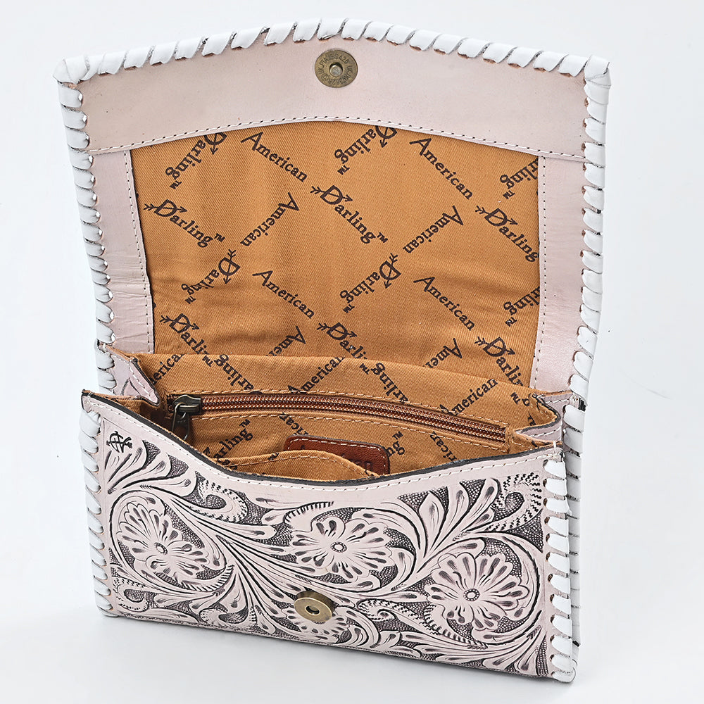 American Darling Women&#39;s Crossbody Western Hand Tooled Genuine Leather Handbag