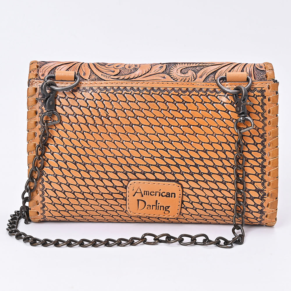 American Darling Women&#39;s Crossbody Western Hand Tooled Genuine Leather Handbag