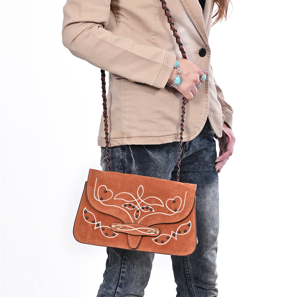American Darling Women&#39;s Crossbody Bag Western Suede Genuine Leather Handbag and Ladies Purse