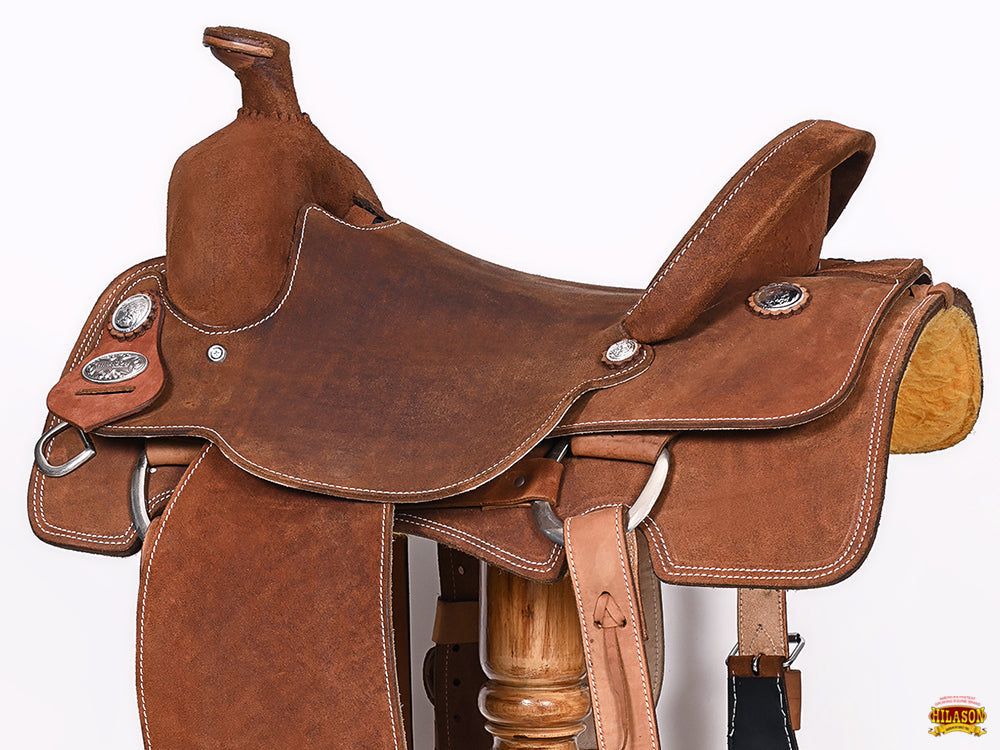 Hilason Western Horse Ranch Roping Roper Genuine Leather Saddle Brown