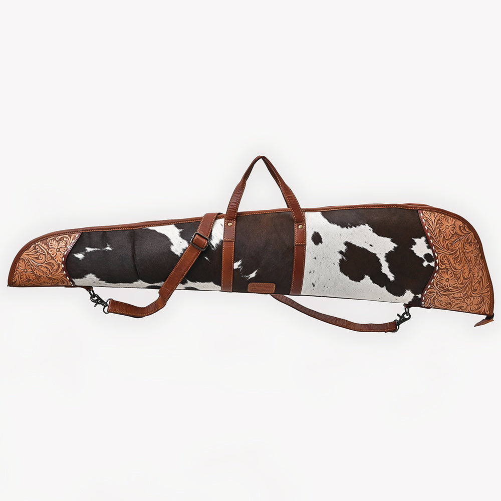 American Darling Hair on Hand Tooled Genuine Western Leather Gun Case| Shoulder Bag Case with Adjustable Strap