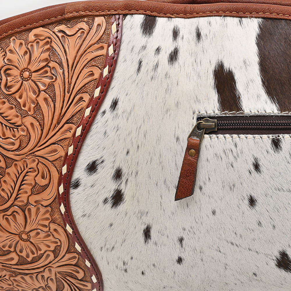 American Darling Hair on Hand Tooled Genuine Western Leather Gun Case| Shoulder Bag Case with Adjustable Strap