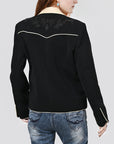 American Darling Genuine Suede Embroidered leather Jacket ladies Girl Black
