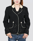 American Darling Genuine Suede Embroidered leather Jacket ladies Girl Black