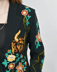 American Darling Genuine Suede Embroidered leather Jacket ladies Girl Black