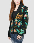 American Darling Genuine Suede Embroidered leather Jacket ladies Girl Black