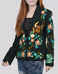 American Darling Genuine Suede Embroidered leather Jacket ladies Girl Black