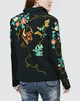 American Darling Genuine Suede Embroidered leather Jacket ladies Girl Black