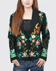 American Darling Genuine Suede Embroidered leather Jacket ladies Girl Black