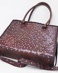 American Darling Women's Tote Western Hand Tooled Genuine Leather Handbag with Rivets