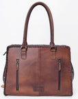 American Darling Women's Tote Western Hand Tooled Genuine Leather Handbag with Rivets
