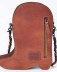 American Darling Women's Crossbody Western Hand Tooled Genuine Leather Handbag with Rivets