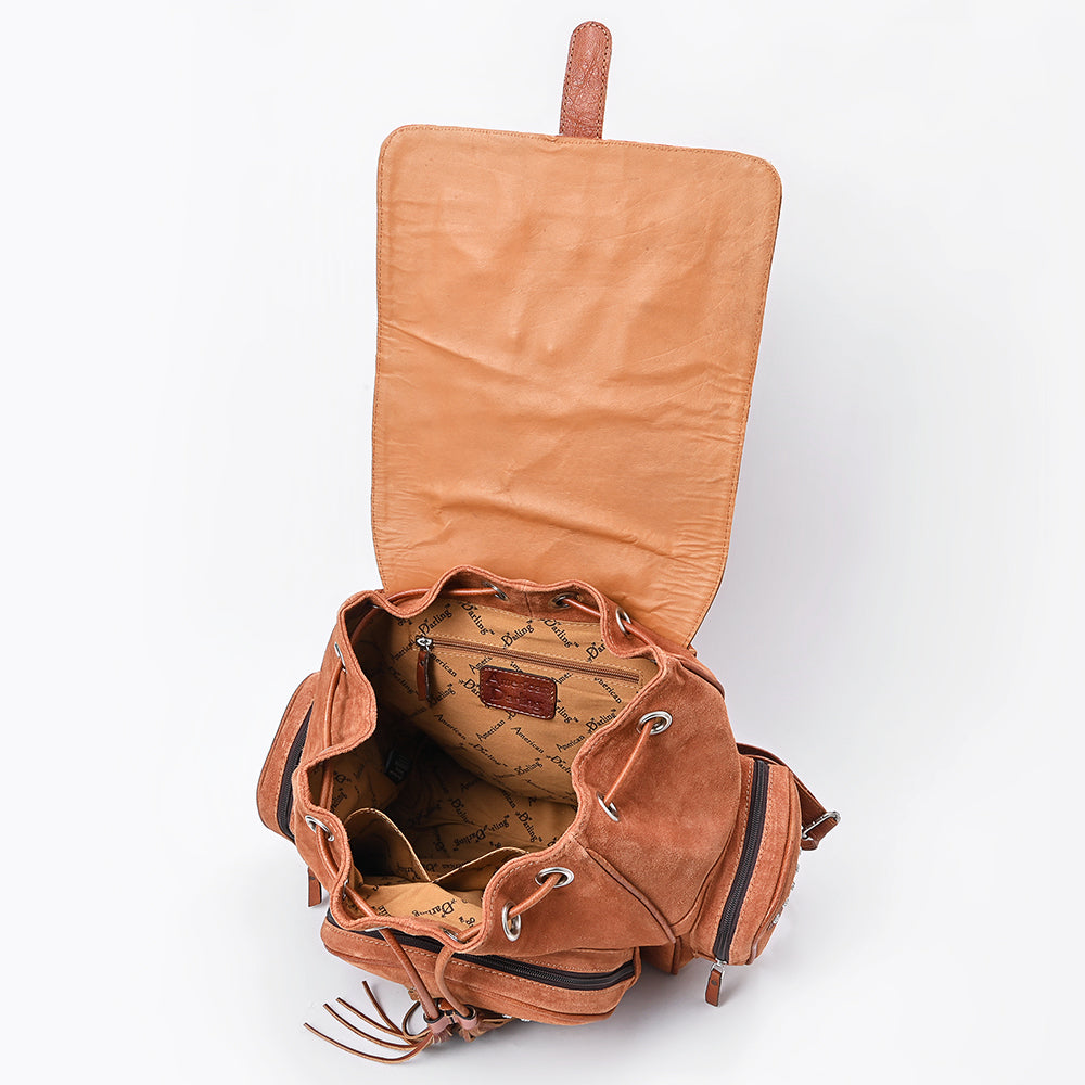 American Darling Women&#39;s Backpack Western Suede Genuine Leather Handbag