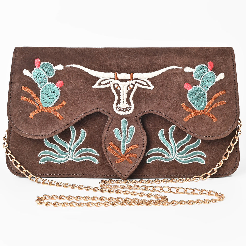 American Darling Rodeo Embroidered Suede Crossbody Bag Cowboy Gold