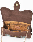 American Darling Rodeo Embroidered Suede Crossbody Bag Cowboy Gold
