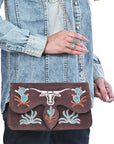 American Darling Rodeo Embroidered Suede Crossbody Bag Cowboy Gold
