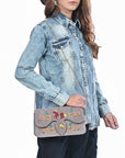 American Darling Rodeo Embroidered Suede Crossbody Bag Cowboy Gold