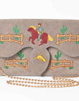 American Darling Rodeo Embroidered Suede Crossbody Bag Cowboy Gold