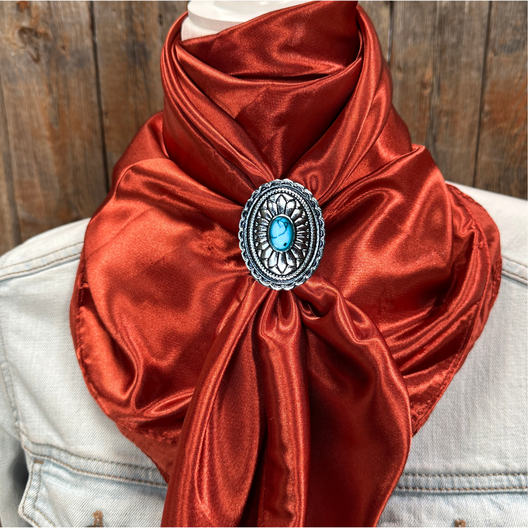 35X35&quot; Solid Rust Wild Rag / Scarf WRS16 - Western Concho Wild Rag Slides - Assorted
