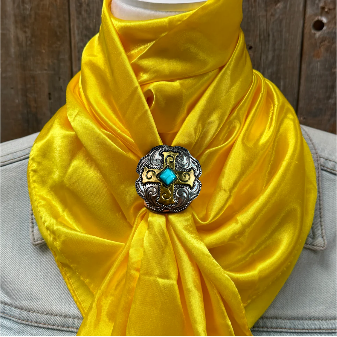 35X35&quot; Solid Yellow Wild Rag / Scarf WRS23 - Western Concho Wild Rag Slides - Assorted