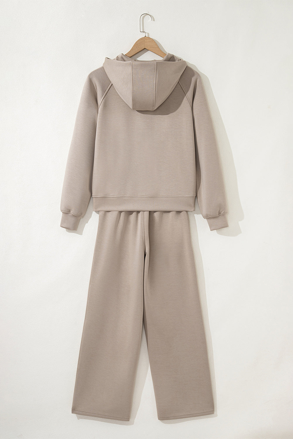 Solid Half- Zip Hoodie and Pants Set