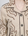 American Darling Genuine Suede Embroidered leather Jacket ladies Girl Beige