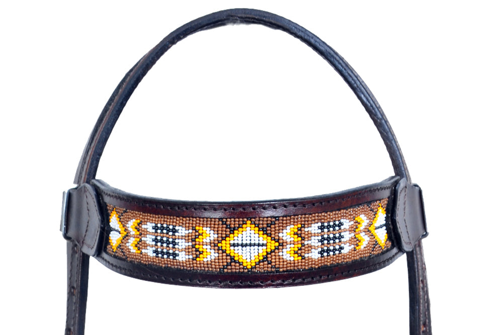 HILASON Western Horse Leather Headstall &amp; Breast Collar Set Black Beaded