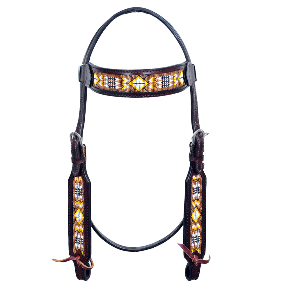 HILASON Western Horse Leather Headstall &amp; Breast Collar Set Black Beaded