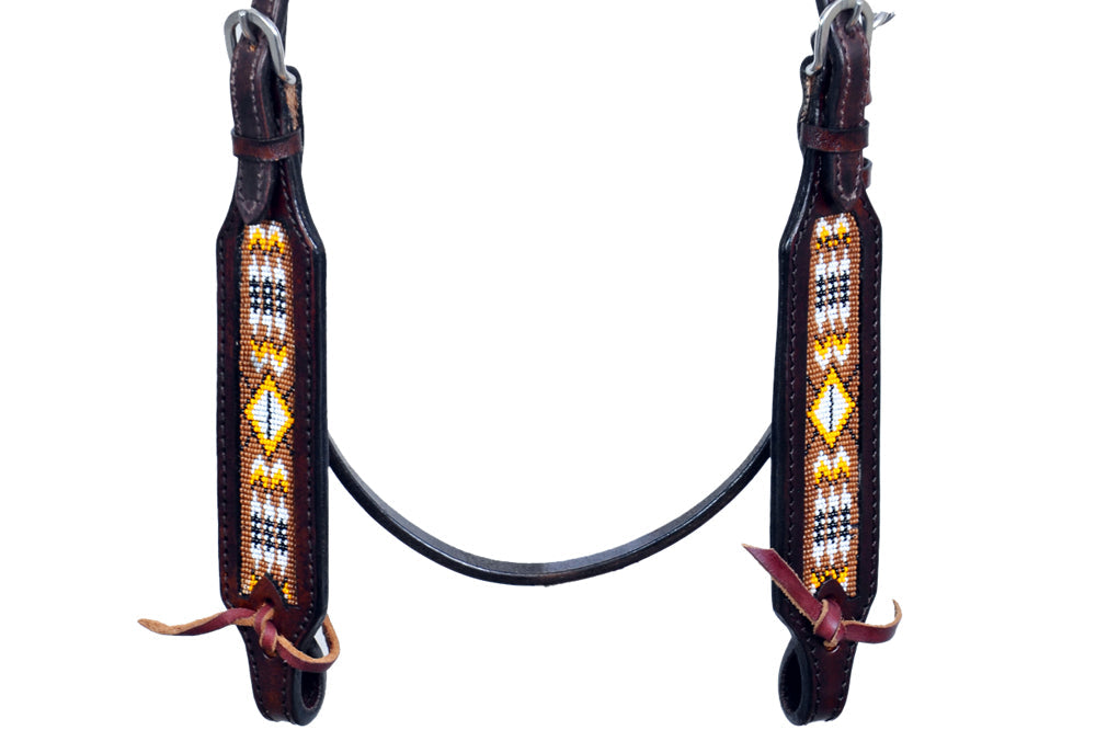 HILASON Western Horse Leather Headstall &amp; Breast Collar Set Black Beaded